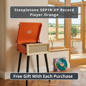 Steepletone SRP1R-XP Record Player 3–Speed 1970's Style on Legs with Bluetooth Playback (Orange & Cream)