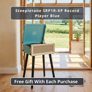 Steepletone SRP1R–XP Record Player 3–Speed 1970's Style on Legs with Bluetooth Playback (Blue & Cream)