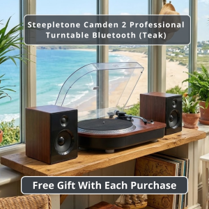 Steepletone Camden 2 Professional Turntable with Auto-Return Bluetooth Transmit & Receive (Teak)