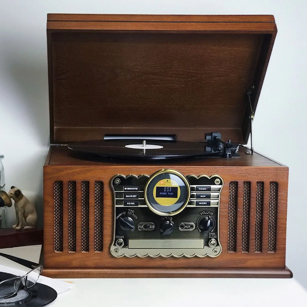 Steepletone Westminster 7 in 1 Bluetooth 3-Speed Nostalgia Record Player DAB+ FM Radio CD Player with Bluetooth