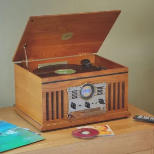 Steepletone Westminster 7 in 1 Bluetooth 3-Speed Nostalgia Record Player DAB+ FM Radio CD Player with Bluetooth