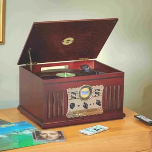 Steepletone Westminster 7 in 1 Bluetooth 3-Speed Nostalgia Record Player DAB+ FM Radio CD Player with Bluetooth
