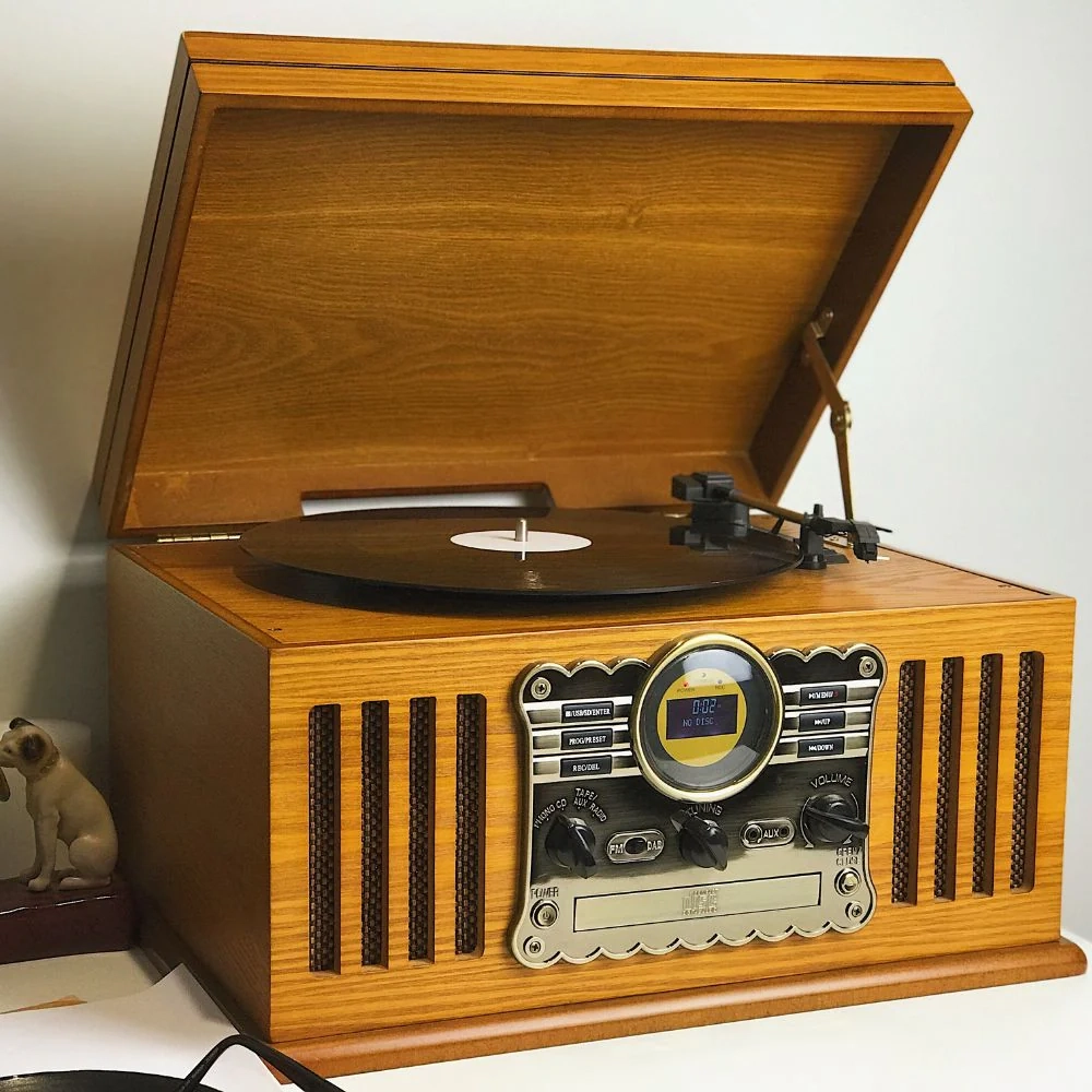 Steepletone Westminster 7 in 1 Bluetooth 3-Speed Nostalgia Record Player DAB+ FM Radio CD Player with Bluetooth