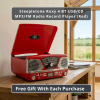 Steepletone Roxy 4 BT USB/CD Encode MP3/FM Radio Record Player (Red)