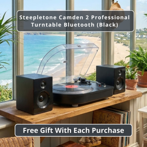 Steepletone Camden 2 Professional Turntable with Auto-Return Bluetooth Transmit & Receive (Black)