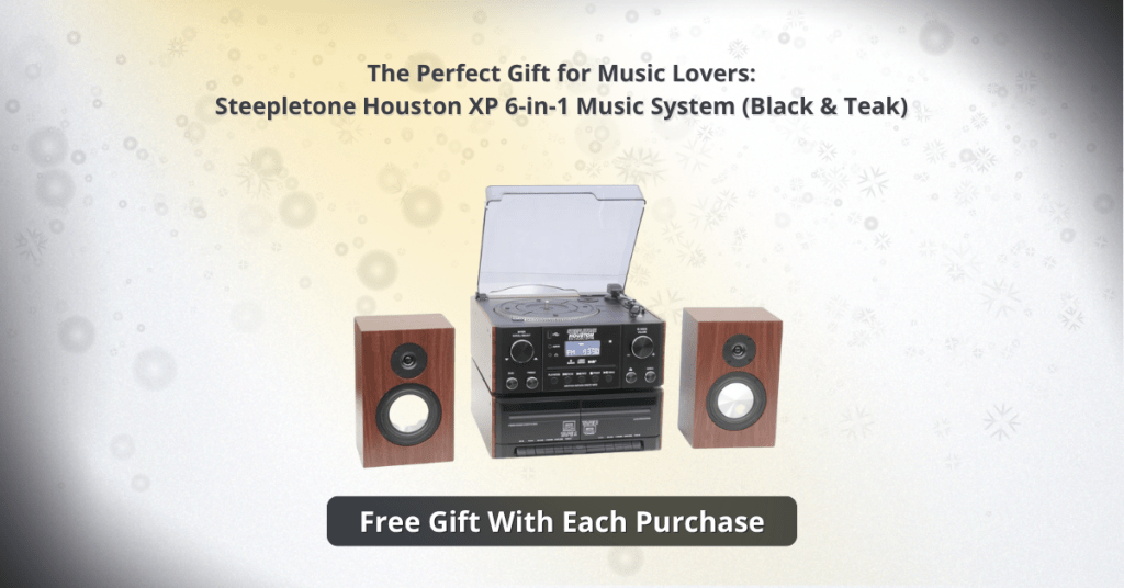 The Perfect Gift for Music Lovers: Steepletone Houston XP 6-in-1 Music System (Black & Teak)