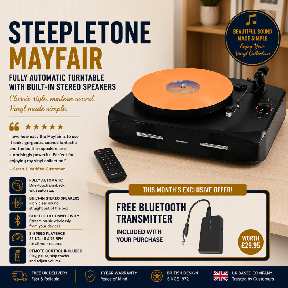 Steepletone Mayfair Fully Automatic Record Player with Built-In Speakers