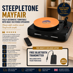 Steepletone Mayfair Fully Automatic Record Player with Built-In Speakers