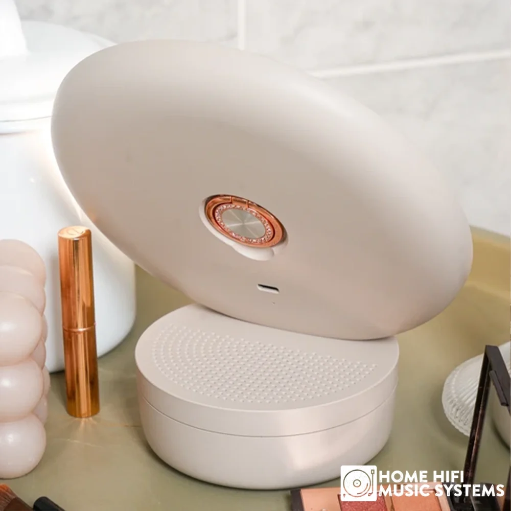 Steepletone Glow Mini Travel Makeup Mirror with Bluetooth Speaker & Ring Light