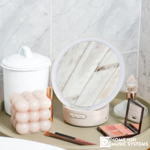 Steepletone Glow Mini Travel Makeup Mirror with Bluetooth Speaker & Ring Light