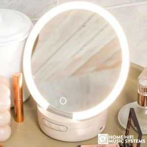 Steepletone Glow Mini Travel Makeup Mirror with Bluetooth Speaker & Ring Light
