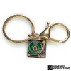 Gold Tone Record Player Keyring with Enamel Charm