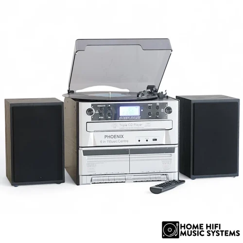 Steepletone Phoenix 6-in-1 High Powered Music System with Triple CD Player, Twin Cassette, and MP3 Recording