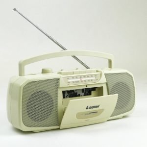 Steepletone Portable Mw-Fm Analogue Radio with Cassette Player/Recorder & MIC input (Beige)