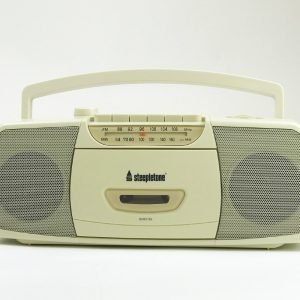 Steepletone Portable Mw-Fm Analogue Radio with Cassette Player/Recorder & MIC input (Beige)