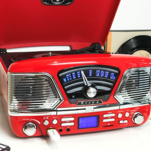 Steepletone Roxy 4 USB/CD Encode MP3 / FM Radio Record Player (Red)