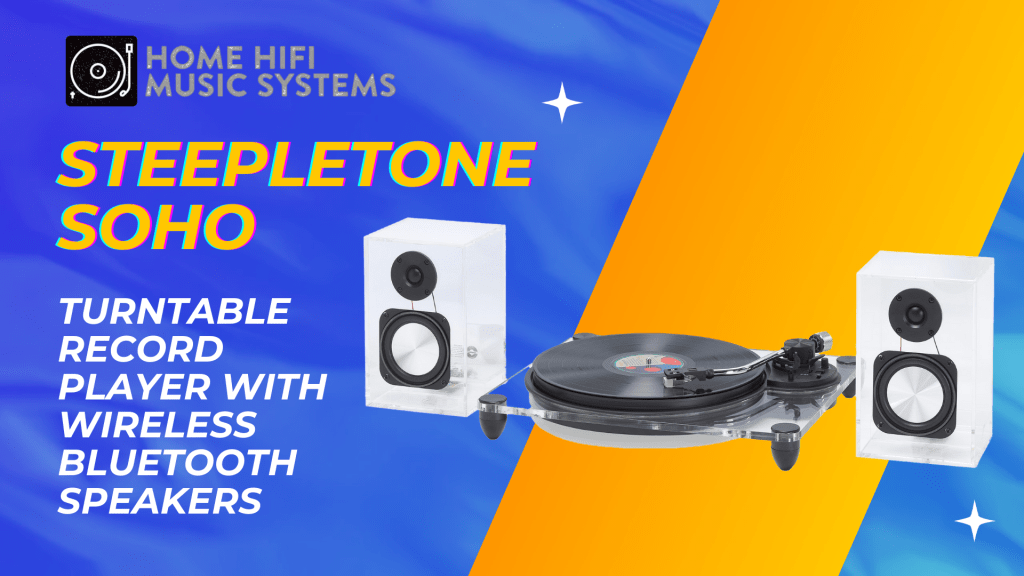 Steepletone SoHo Clear Professional Turntable Record Player with Wireless Bluetooth Speakers