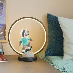 Steepletone Astro Skate Bedside Light - Ultra Cool Astronaut figurine with Warm Glow LED Ring Light - Image 12