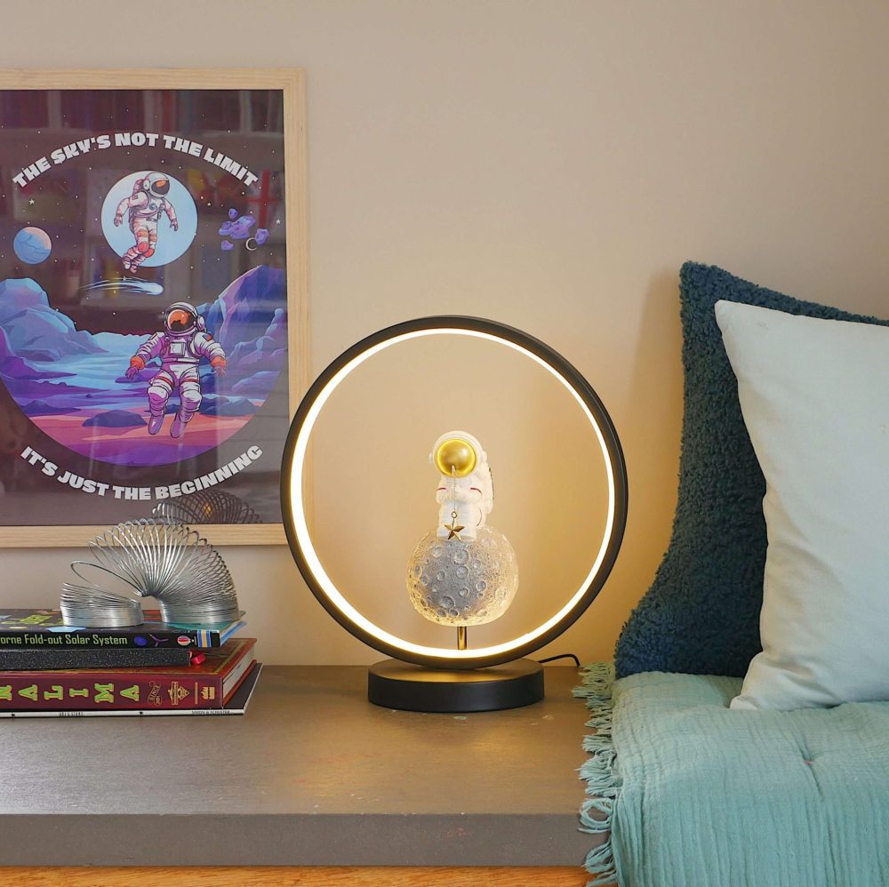Steepletone Astro Catch Bedside Light - Ultra Cool Astronaut figurine with Warm Glow LED Ring Light - Image 4